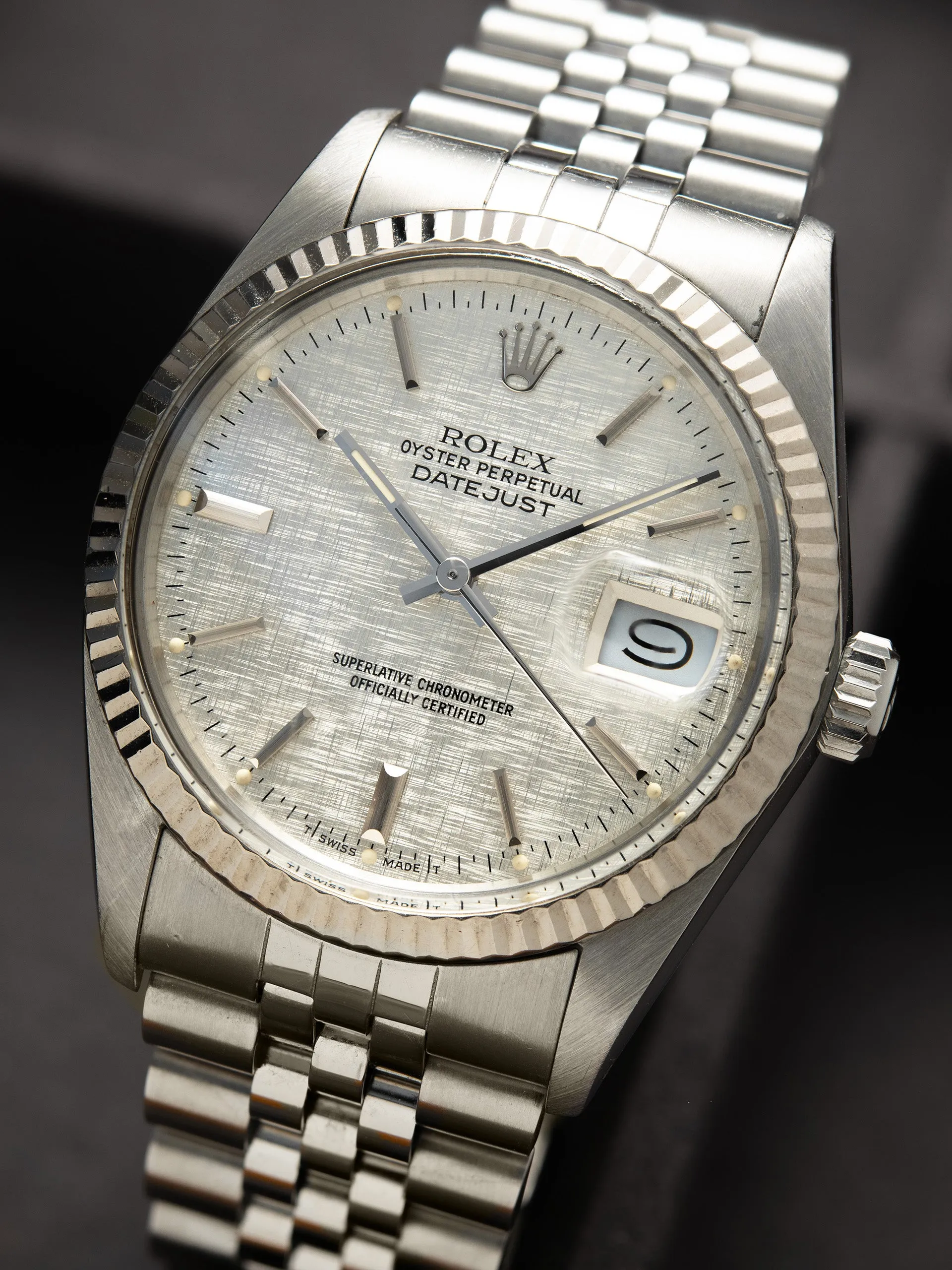 1988 Rolex Datejust (Ref. 16014) Silver Linen Dial W/ Papers