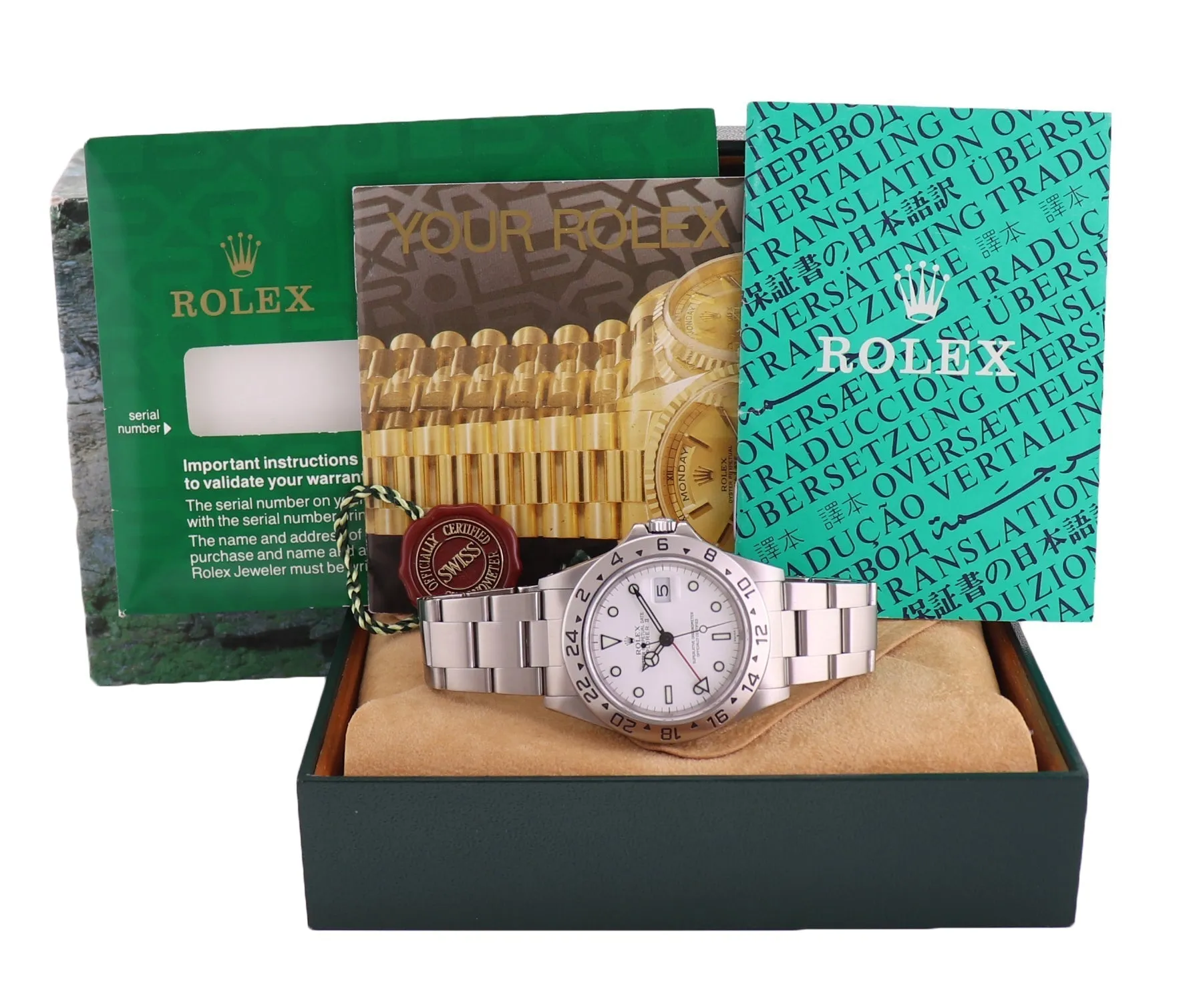 1999 MINT Rolex Explorer II White 16570 40mm Polar Swiss Only GMT Watch Box