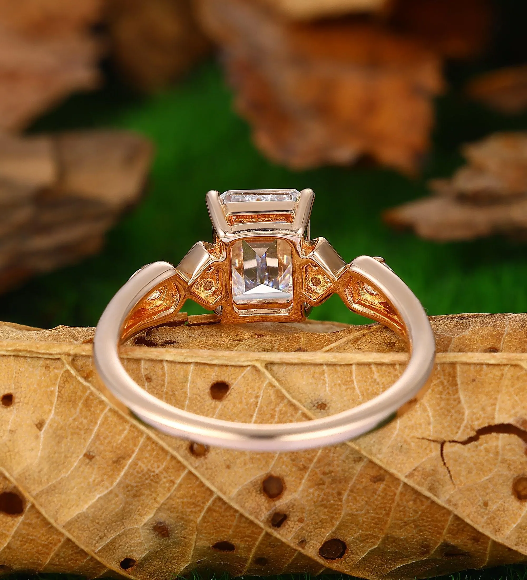 2 Carat Emerald Cut 6X8 Moissanite Rings