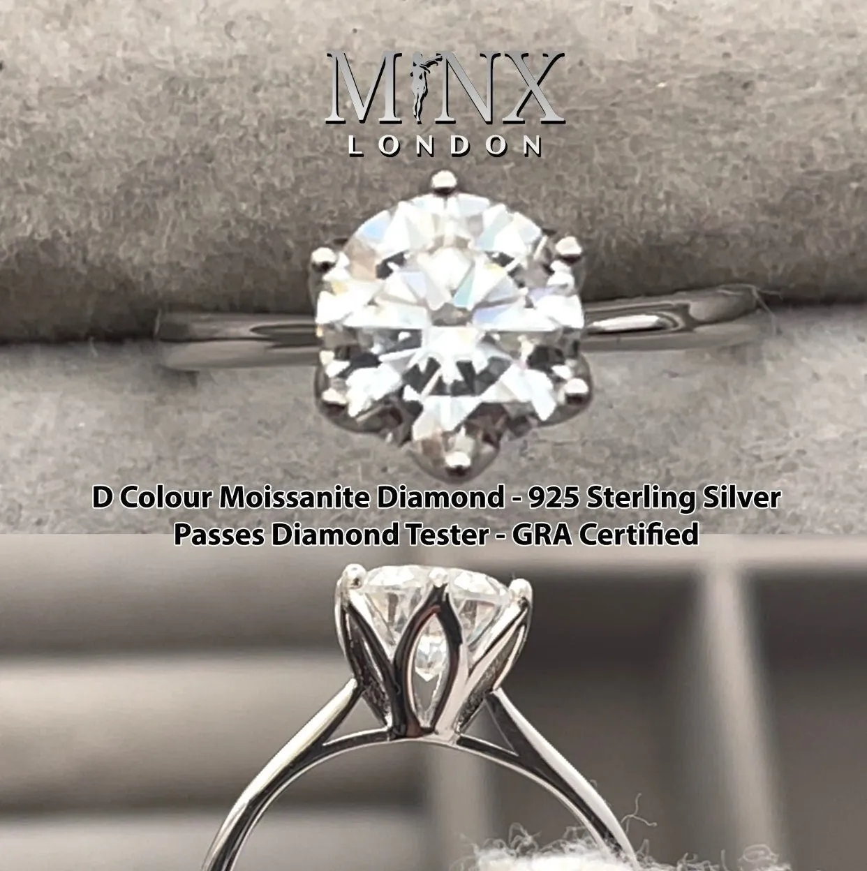 2 Carat Moissanite Engagement Ring | Womens Engagement Ring | Moissanite Wedding Ring | Moissanite Ring | Moissanite Rings | Womens Ring
