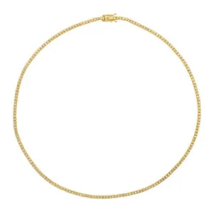 2.00 Carat Natural Diamond Tennis Necklace G SI 14K Yellow Gold 16''