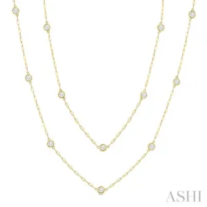 2.00 ctw Bezel Set Round Cut Diamond 36-Inch Station Necklace in 14K Yellow Gold