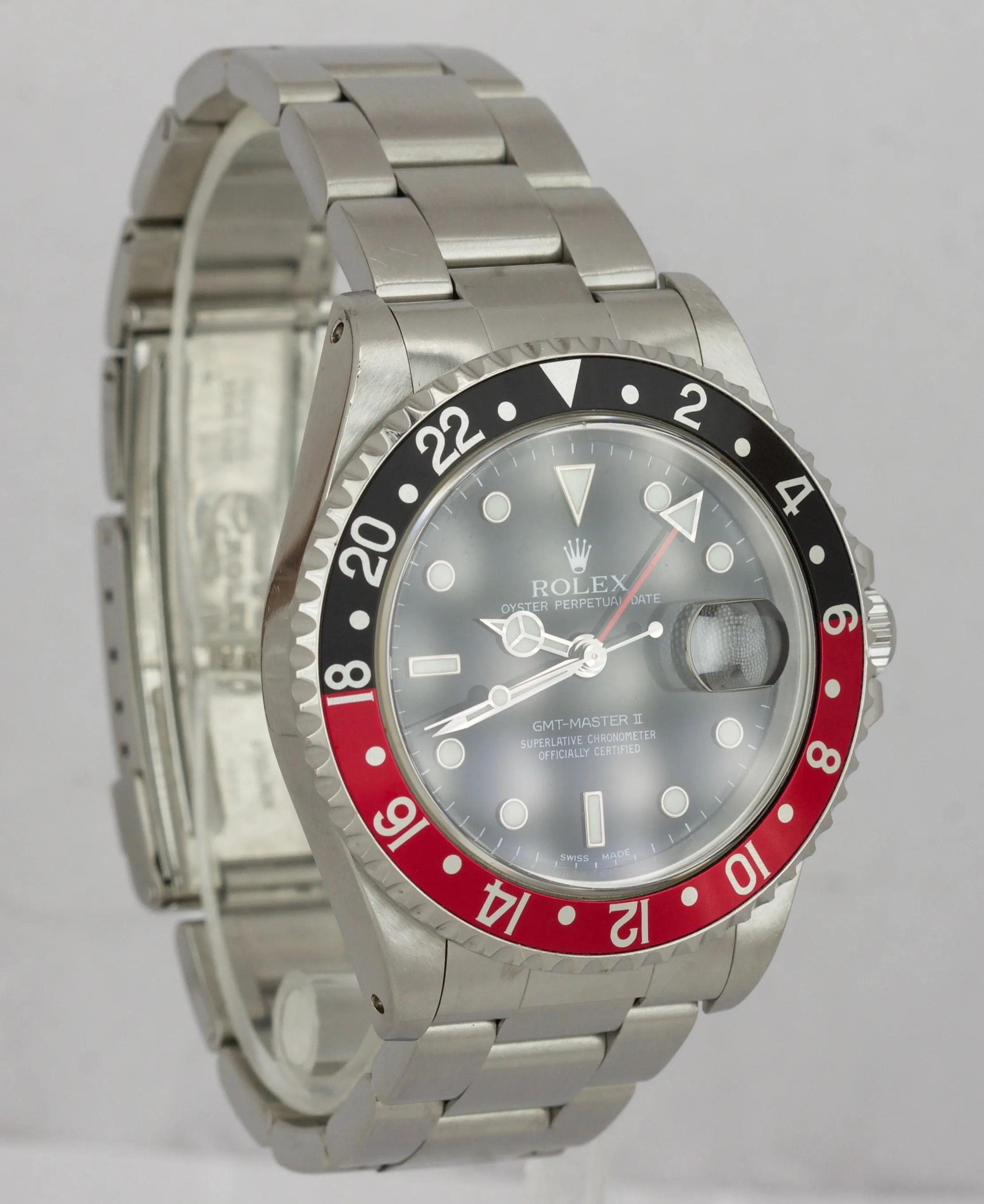 2000 UNPOLISHED A SERIAL Rolex GMT-Master II Coke GREEN STICKER 16710 FULL SET