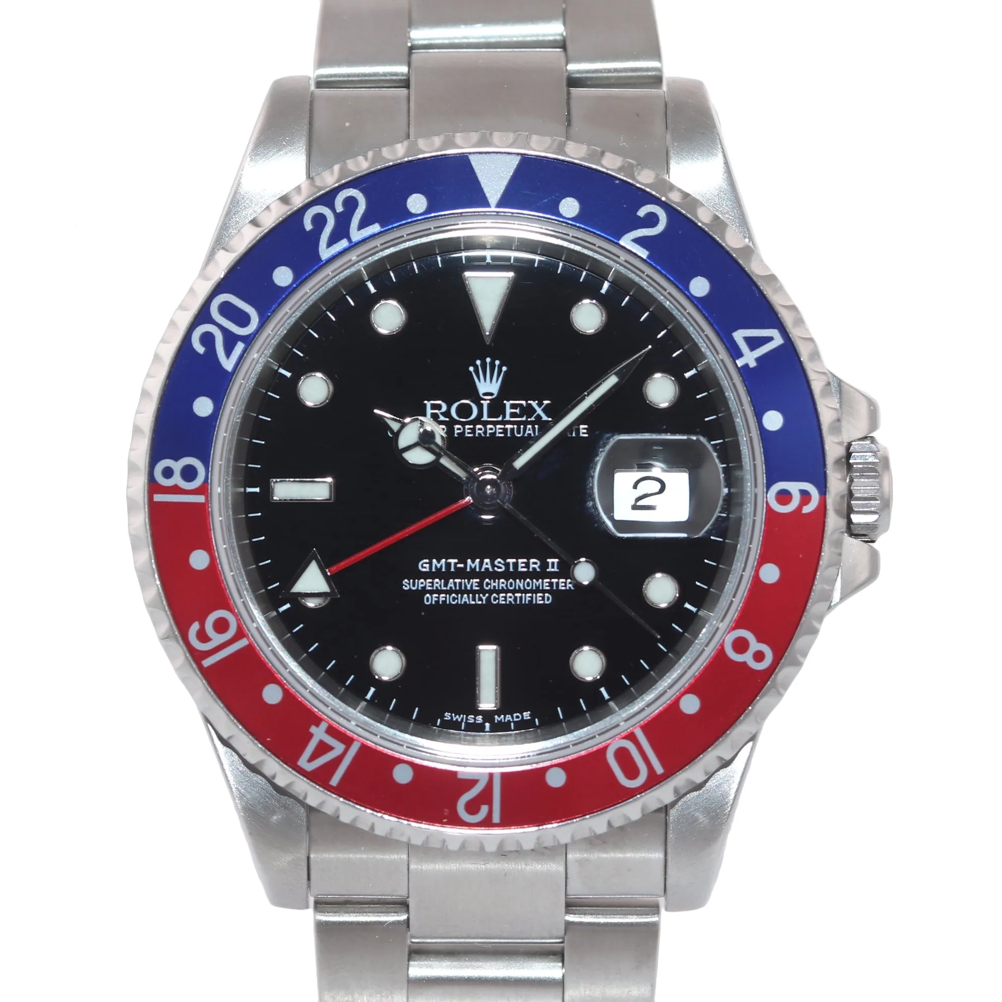 2001 Rolex GMT-Master II Pepsi Steel Blue Red 16710 SEL Oyster Band Watch Box