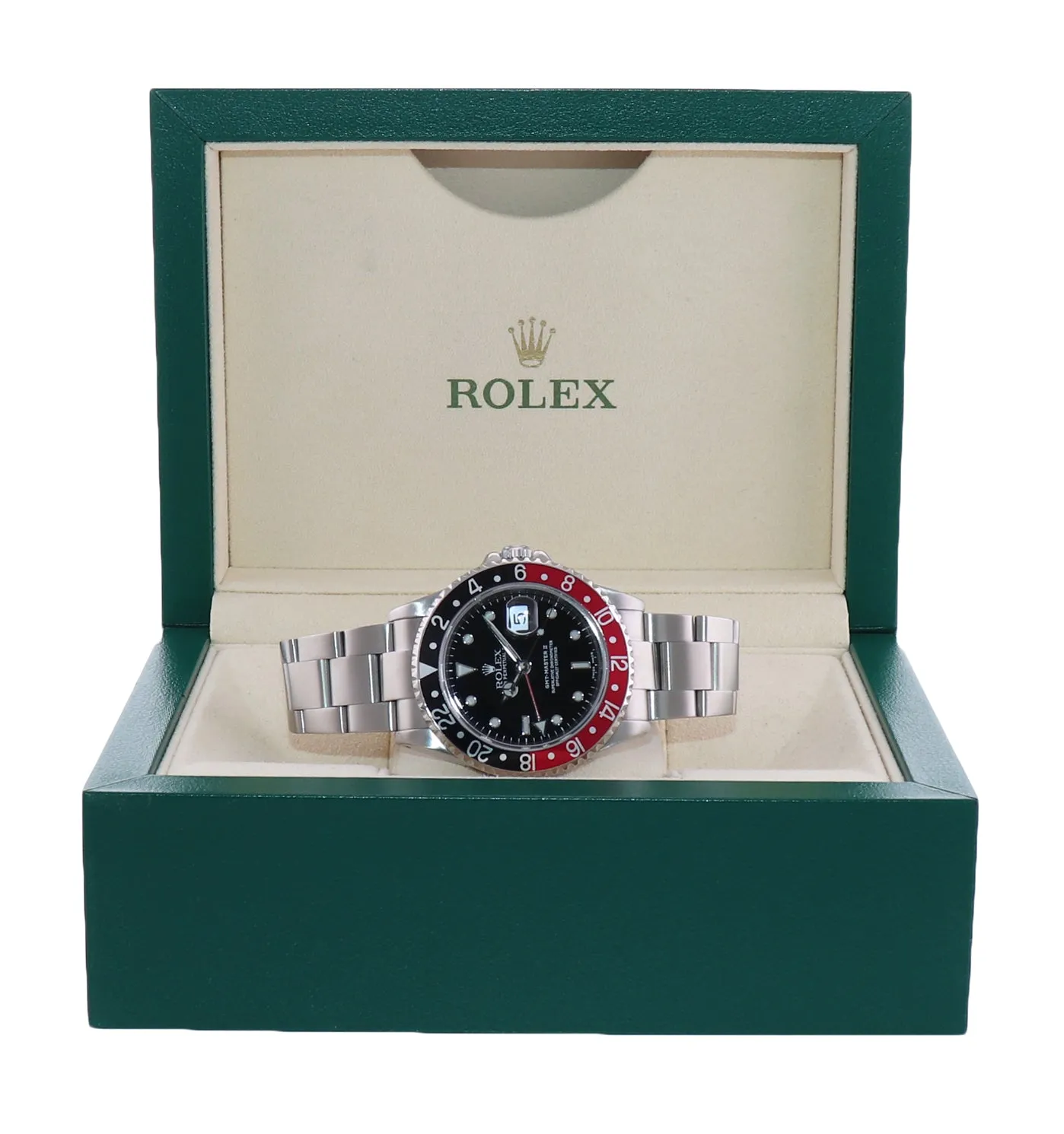 2002 Rolex GMT-Master II Coke Red Black Steel 16710 40mm Watch Box