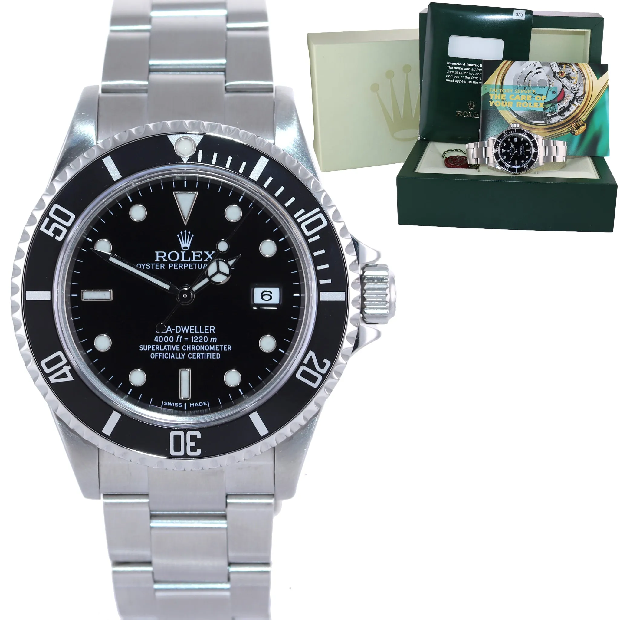 2004 NO HOLES Rolex Sea-Dweller Steel 16600 Black Dial Date 40mm Watch Box
