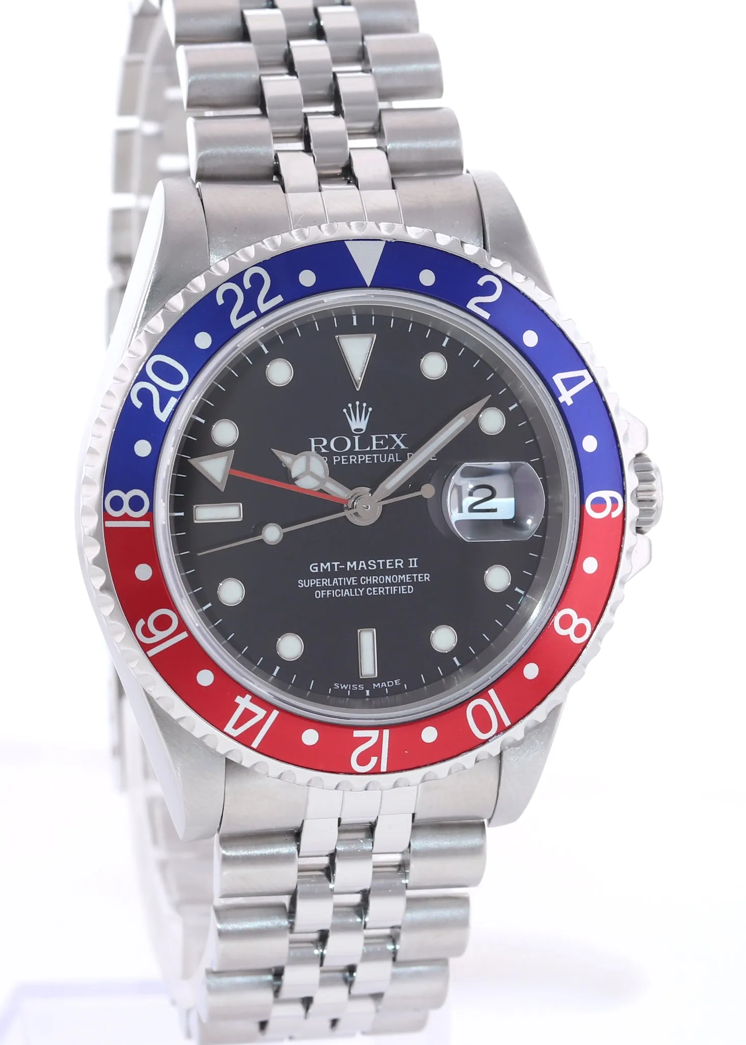 2005 Jubilee Band Rolex GMT-Master Pepsi Blue Red Steel 40mm Watch 16710 Box