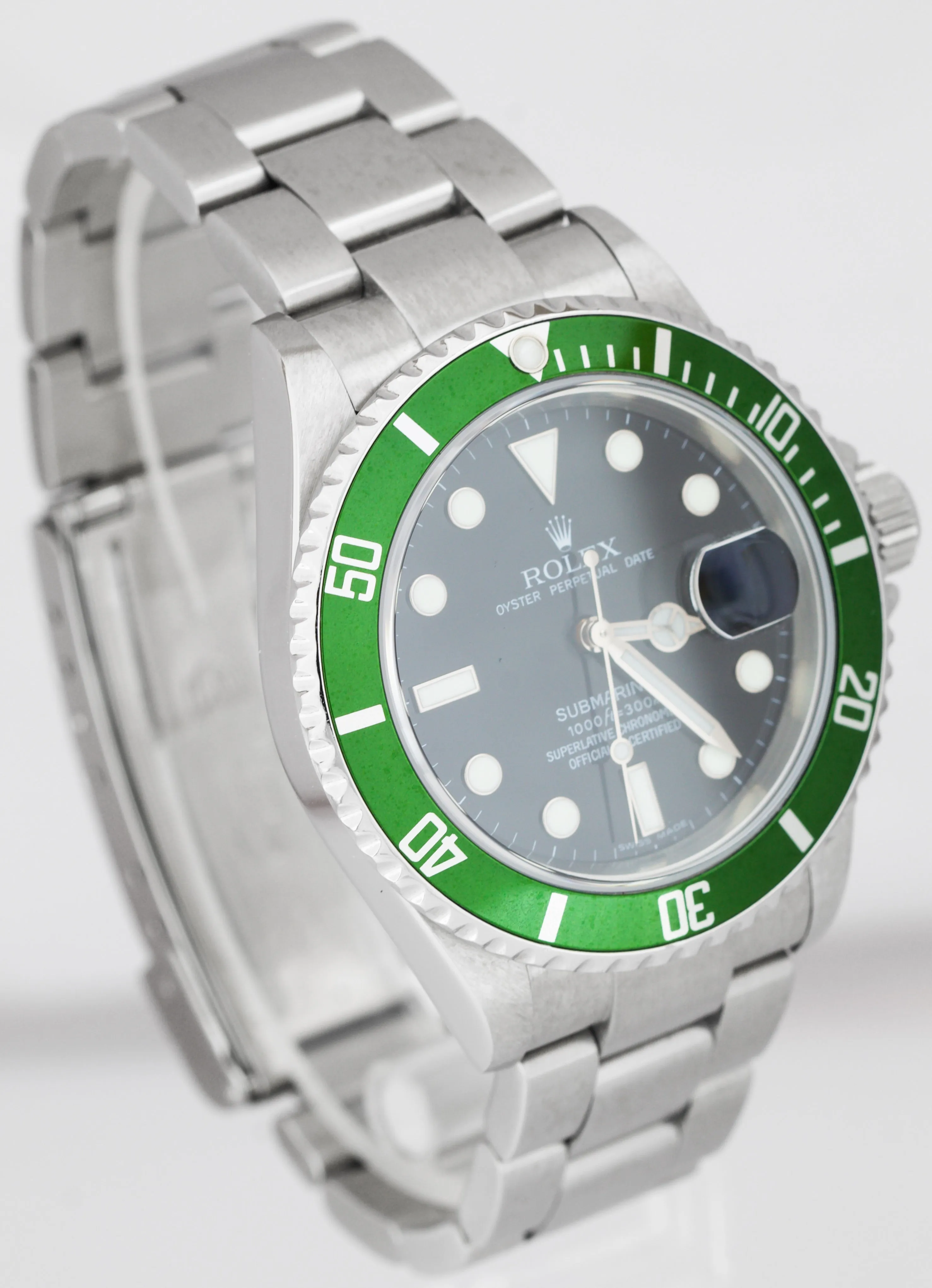 2007 Rolex Submariner Kermit Green 50th Anniversary Steel Watch 16610 LV B P