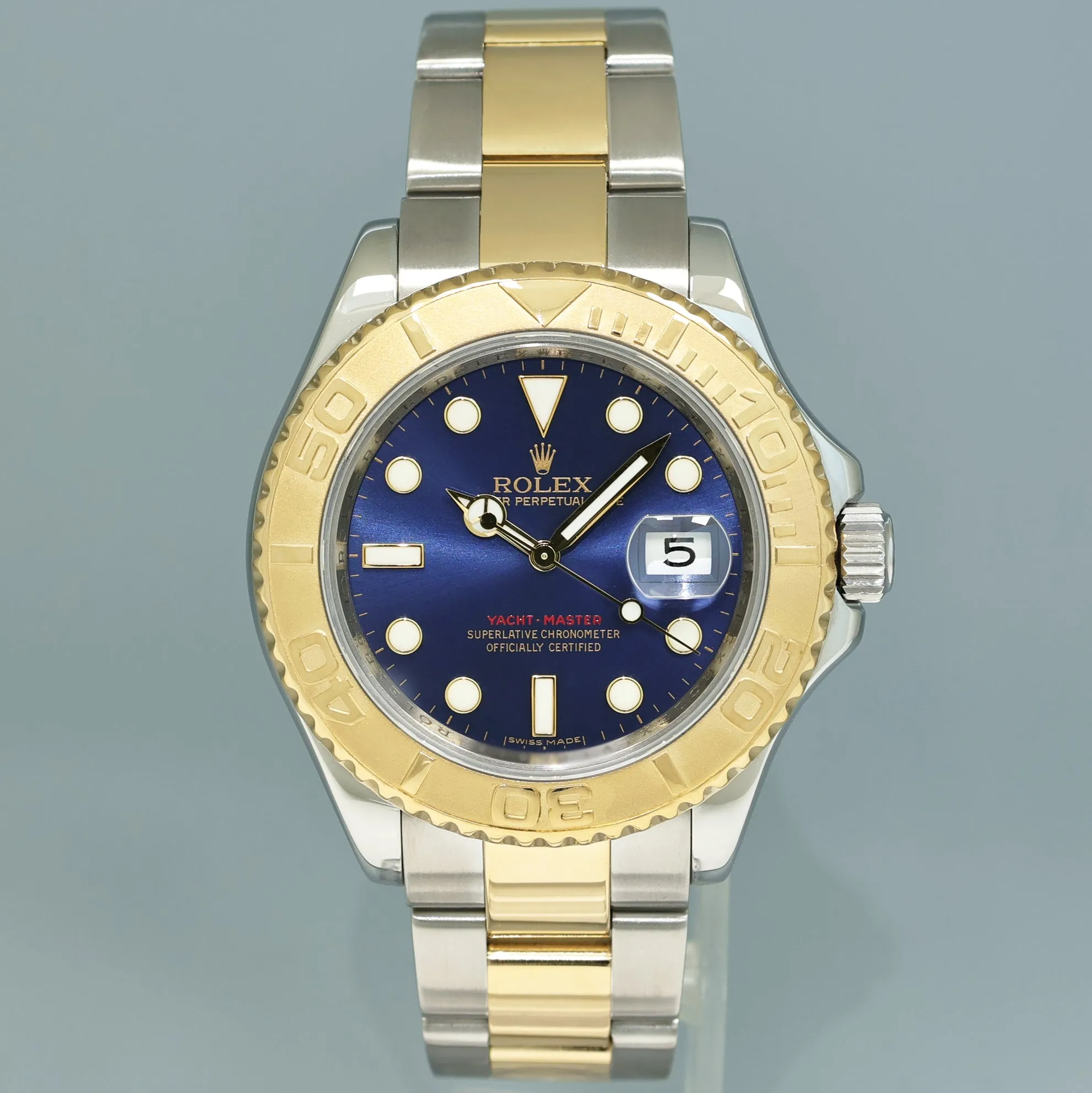 2009 MINT Rolex Yacht-Master 16623 Blue Two Tone Steel Yellow Gold Watch Box