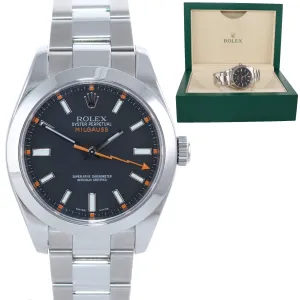 2009 Rolex Milgauss 116400 Steel Black Dial 40mm Oyster Watch Box