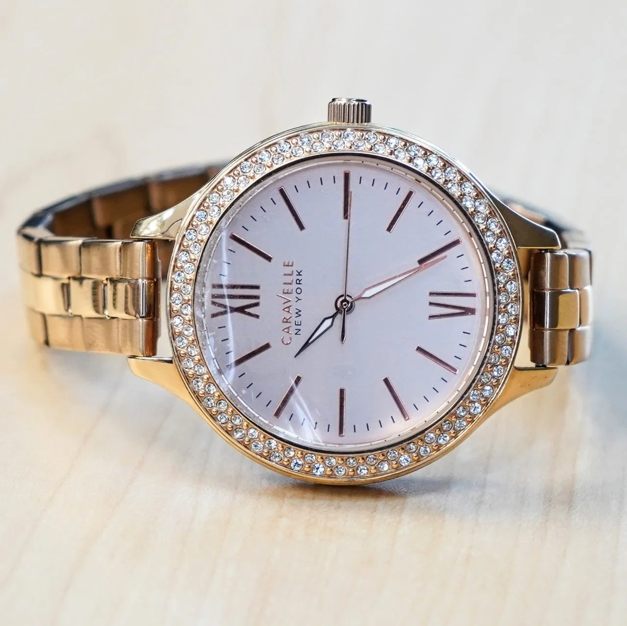 2014 CARAVELLE New York Ladies Watch 44L125 Quartz Wristwatch ALL Rose-Gold S.S.