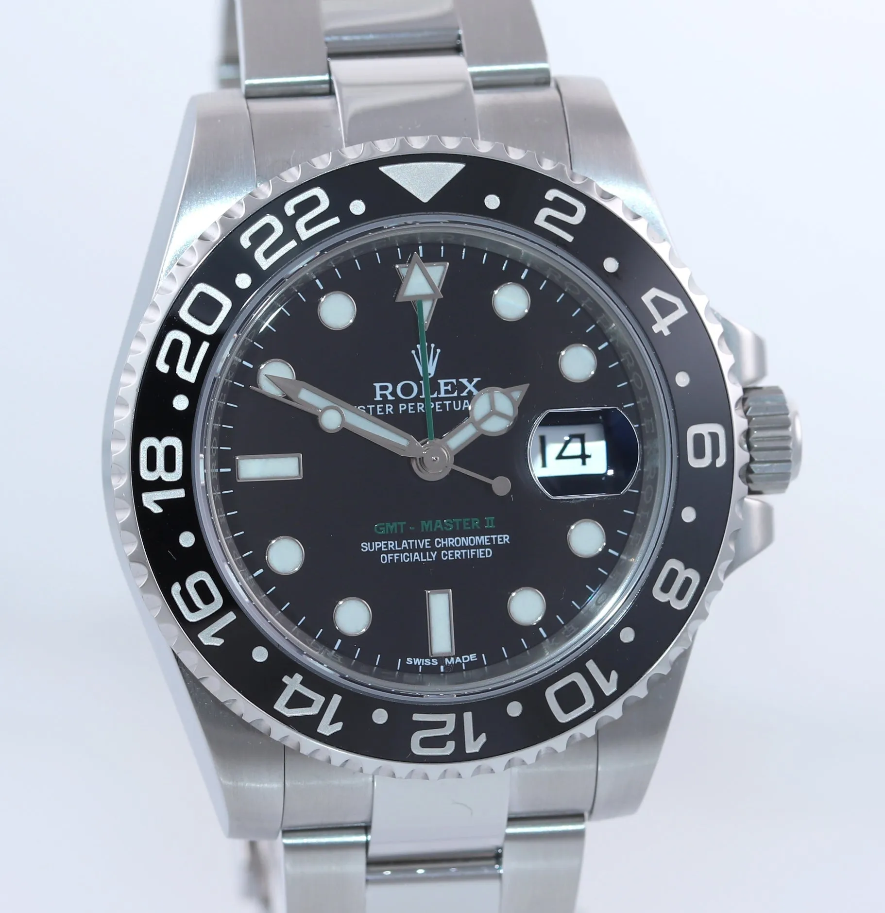 2014 PAPERS Rolex GMT Master 116710 Steel Ceramic 40mm Black Watch Box