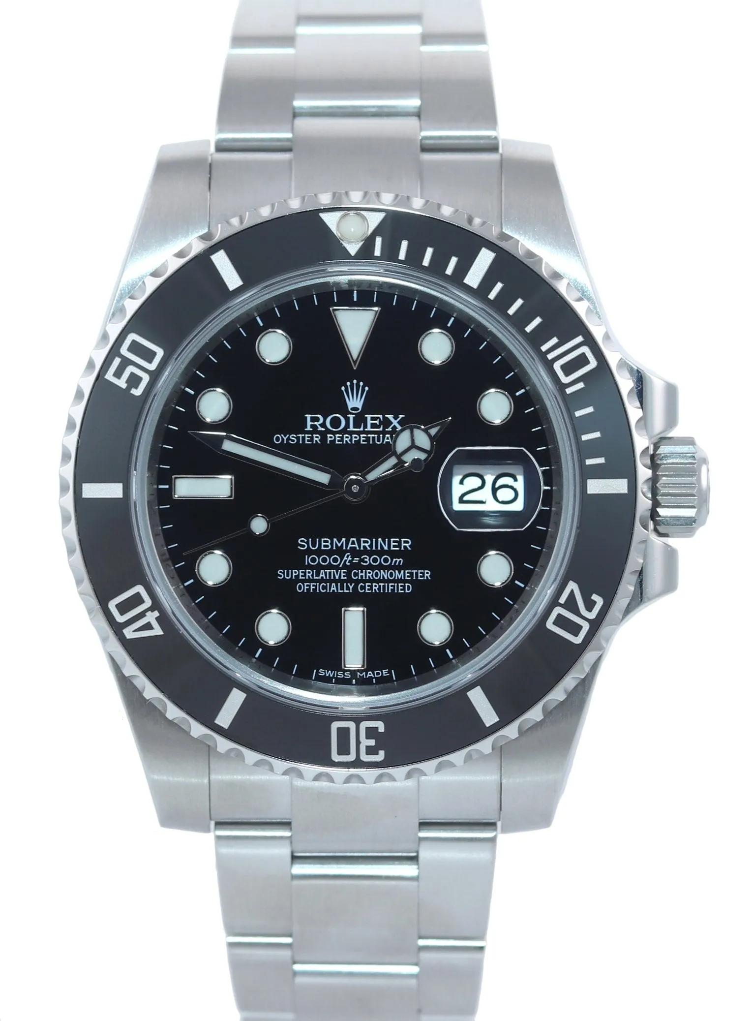 2015 PAPERS Rolex Submariner Date 116610 Steel Black Dial Ceramic Watch Box