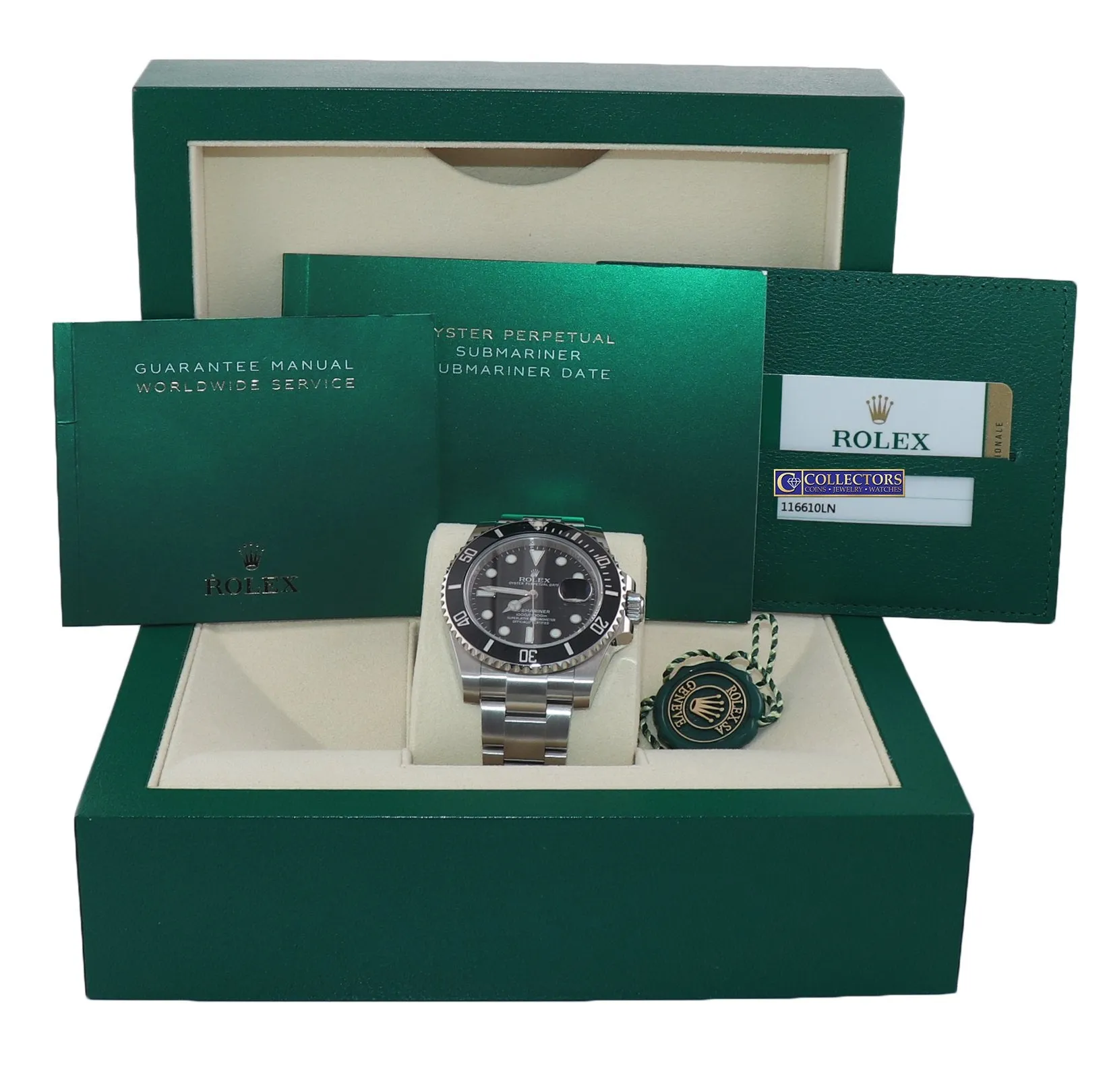 2015 PAPERS Rolex Submariner Date 116610 Steel Black Dial Ceramic Watch Box