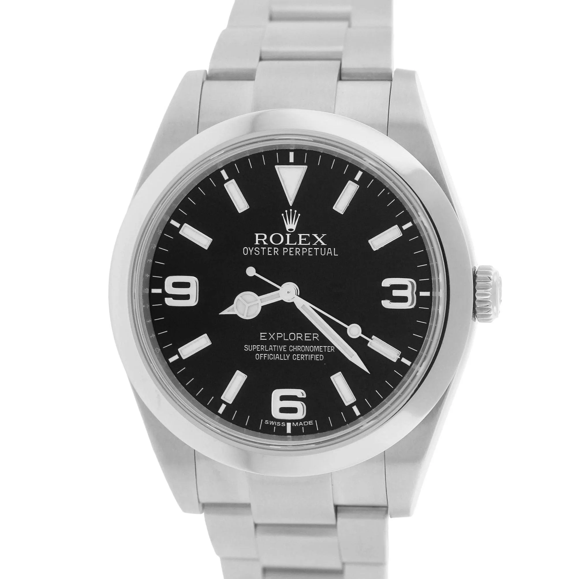 2016 Men's Rolex Explorer I Black 39mm Stainless Steel Swiss Oyster Watch 214270