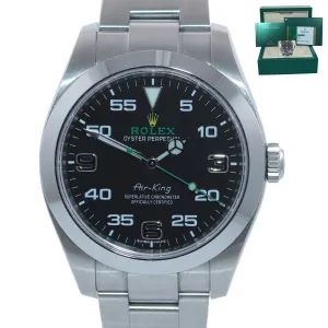 2017 PAPERS MINT Rolex Air-King 116900 Green Arabic 40mm Steel Oyster Watch Box