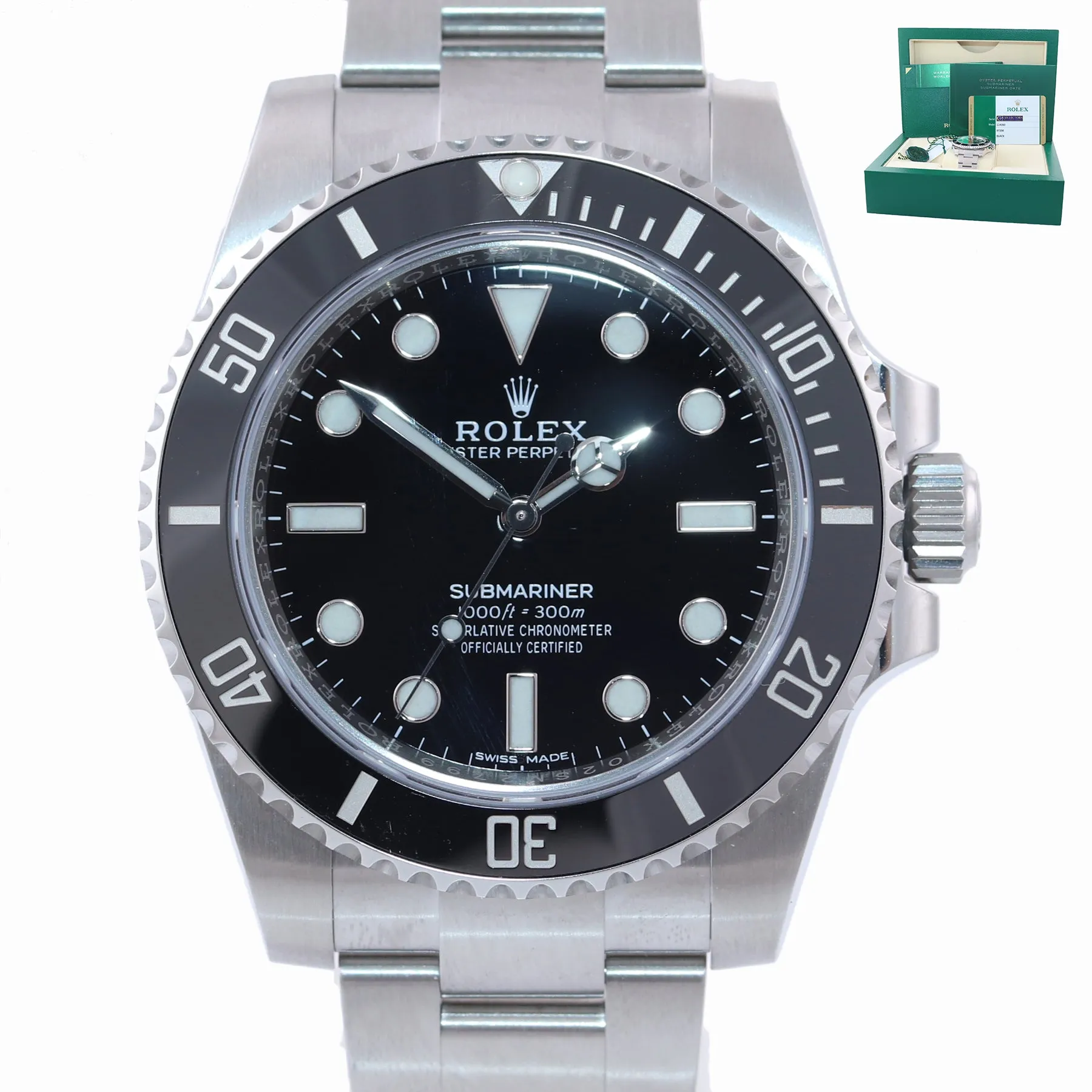 2019 NEW PAPERS Rolex Submariner No Date 114060 Steel Black Ceramic Watch Box
