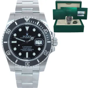 2019 PAPERS Rolex Submariner Date 116610 Steel Black Dial Ceramic Bezel Watch Box