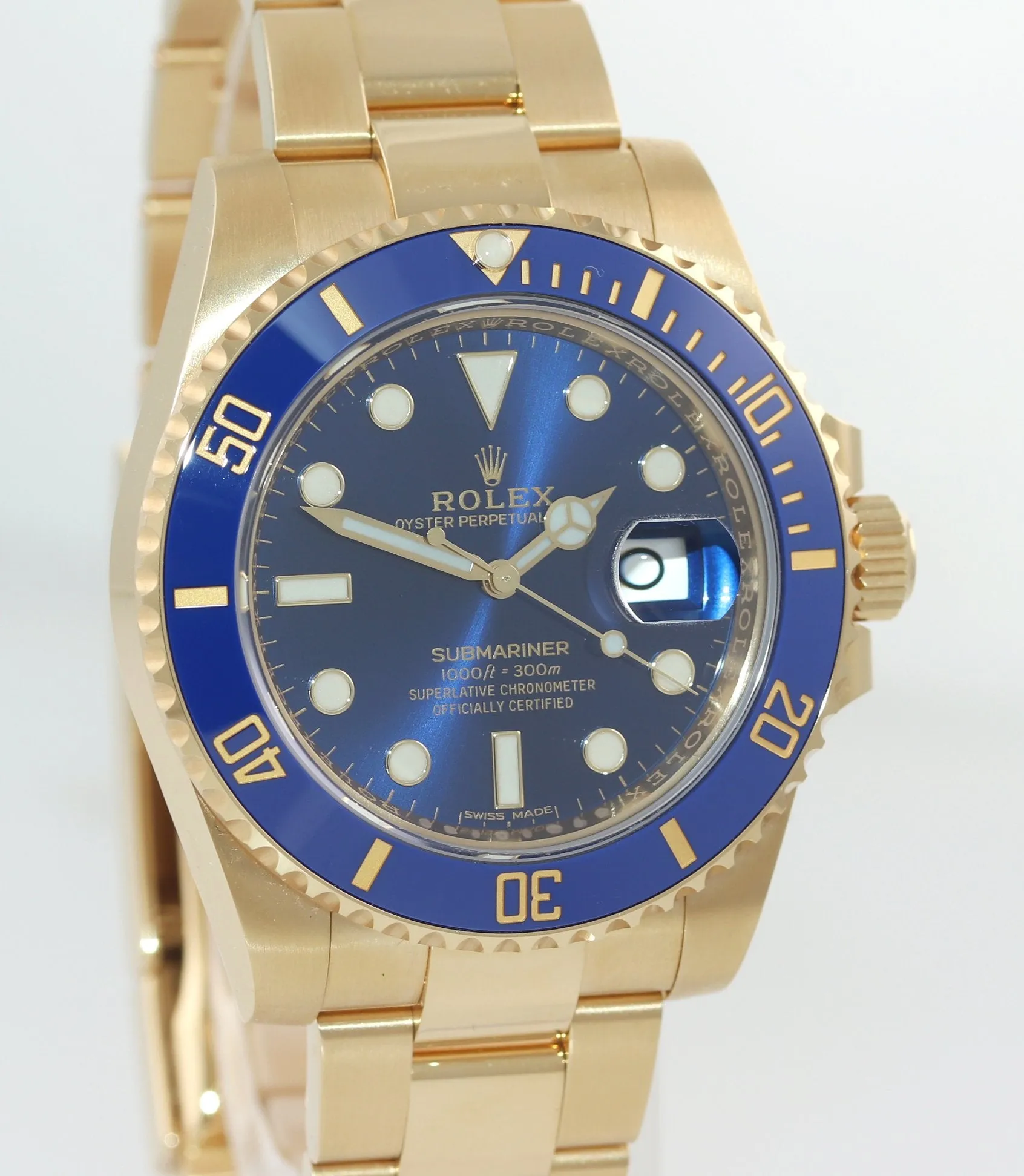 2019 PAPERS Rolex Sunburst Blue Ceramic 116618 18k Yellow Gold Watch Box