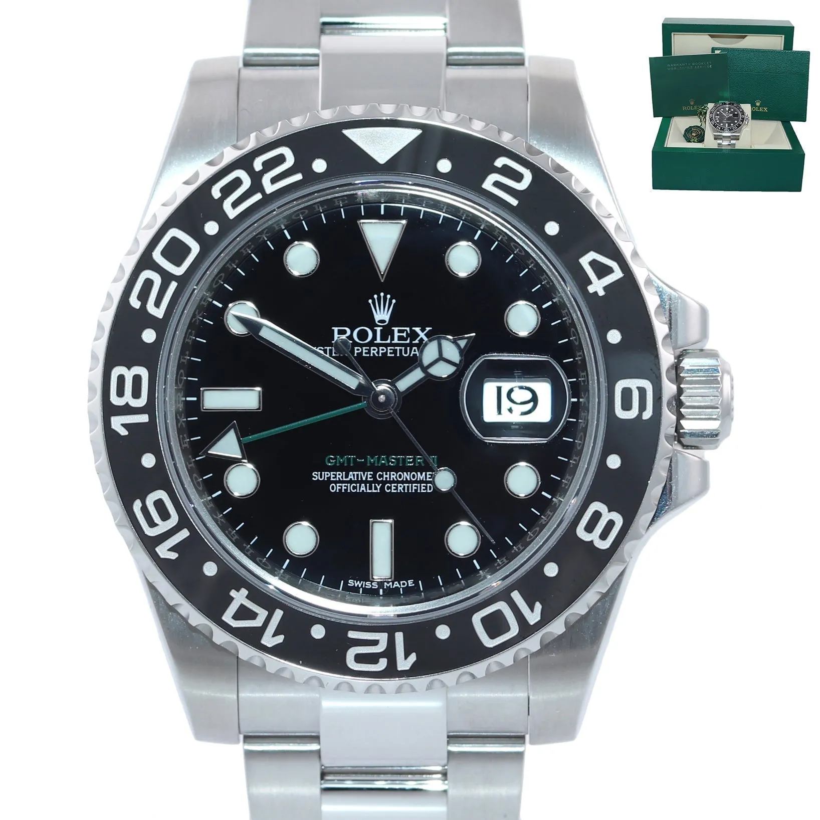2019 Rolex GMT Master II 116710 Steel Ceramic Black Dial 40mm Watch Box