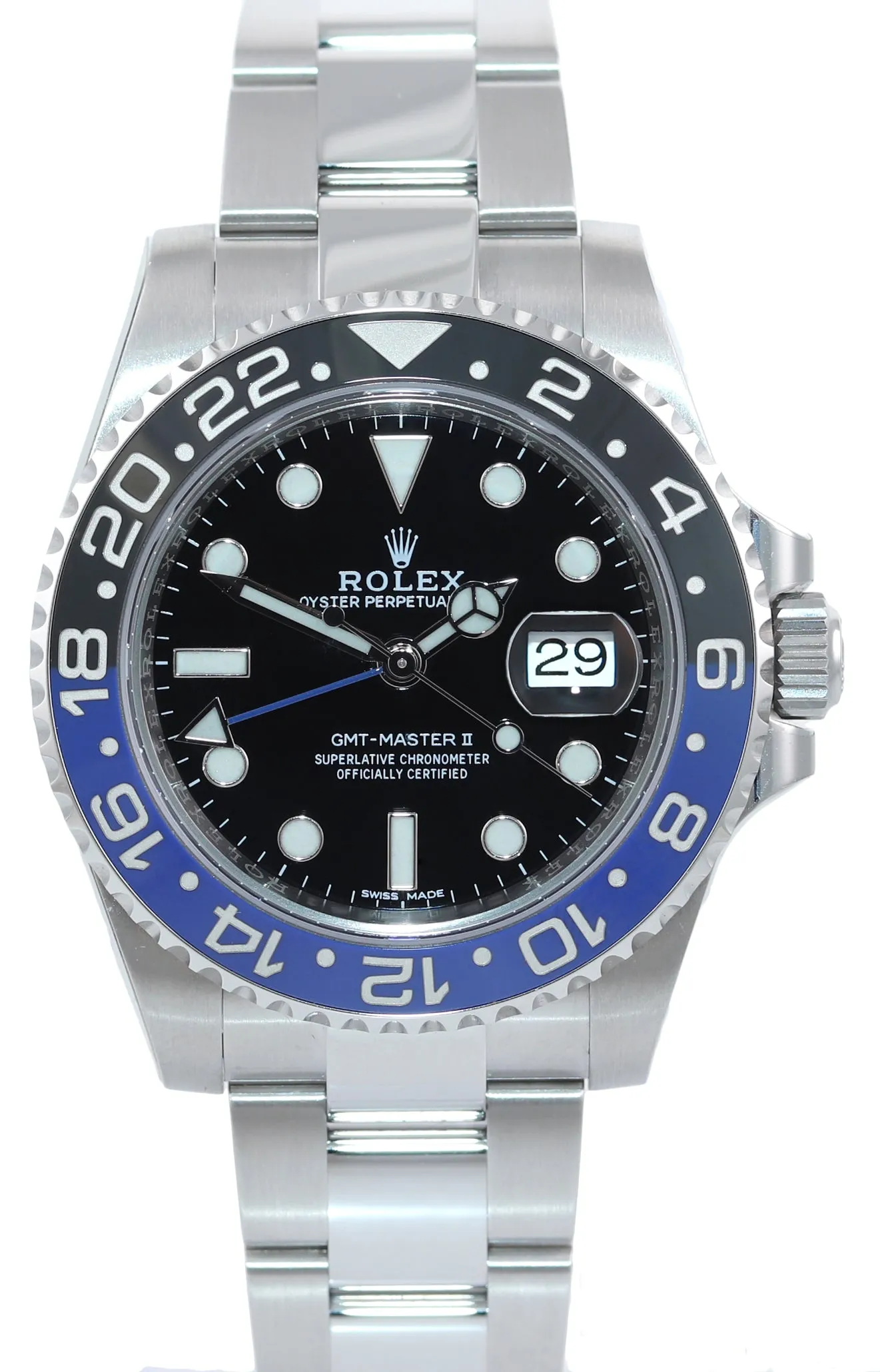 2019 STICKERS NEW Rolex GMT Master II Batman Black Blue Ceramic 116710 Watch