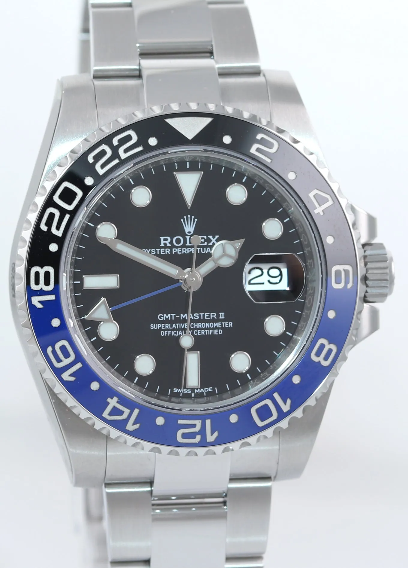 2019 STICKERS NEW Rolex GMT Master II Batman Black Blue Ceramic 116710 Watch