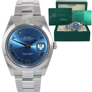 2020 NEW PAPERS Rolex DateJust 41 Steel 126300 Blue Roman Watch Box