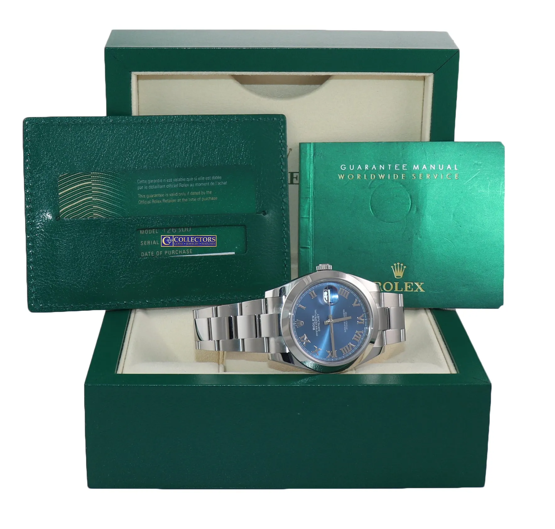 2020 NEW PAPERS Rolex DateJust 41 Steel 126300 Blue Roman Watch Box
