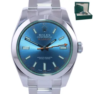 2021 Rolex Milgauss Blue Anniversary Green 116400GV Steel 40mm Watch Box