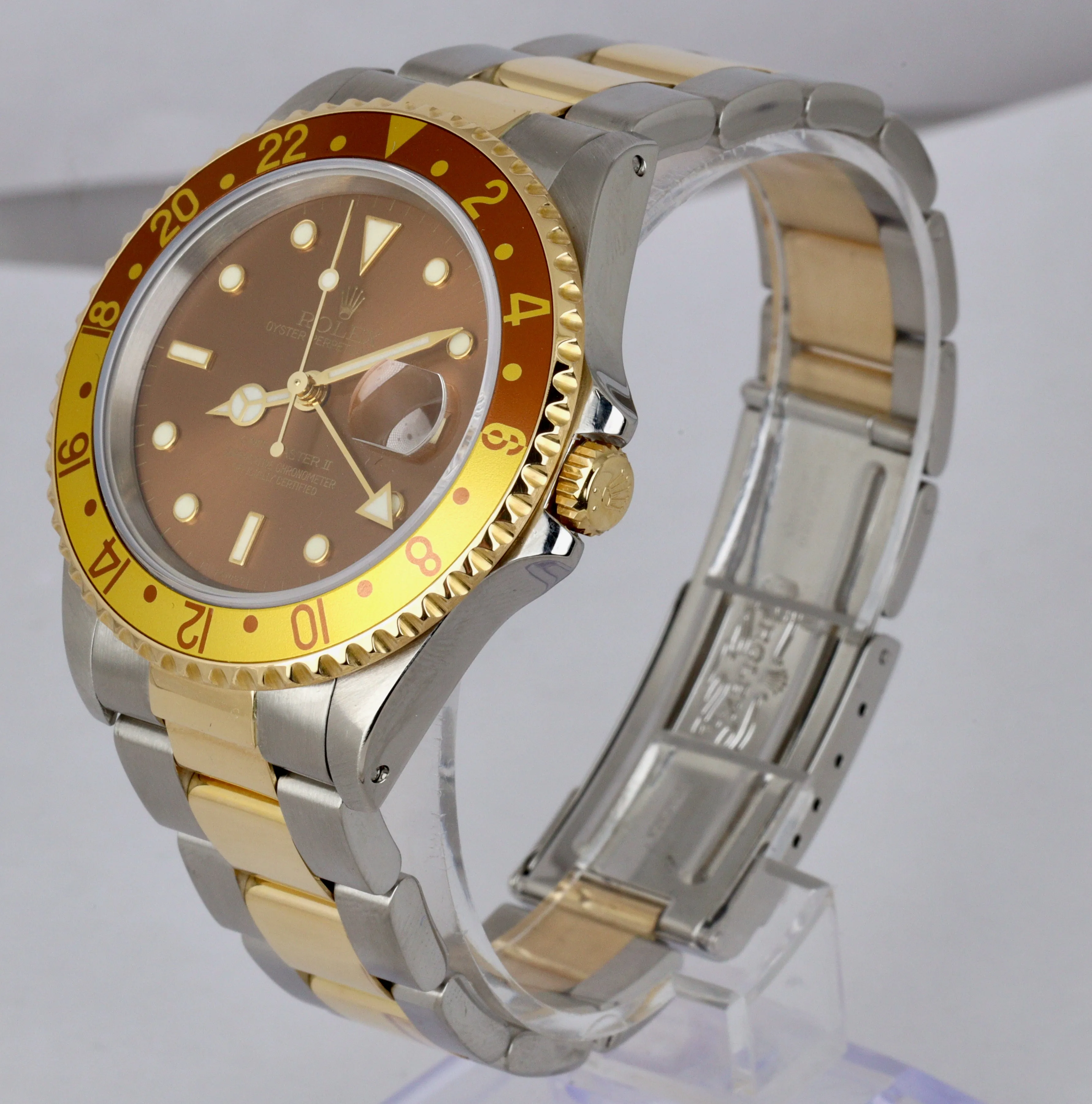 2021 ROLEX SERVICE 1995 GMT-Master II 16713 Brown Root Beer Two-Tone 18K Gold