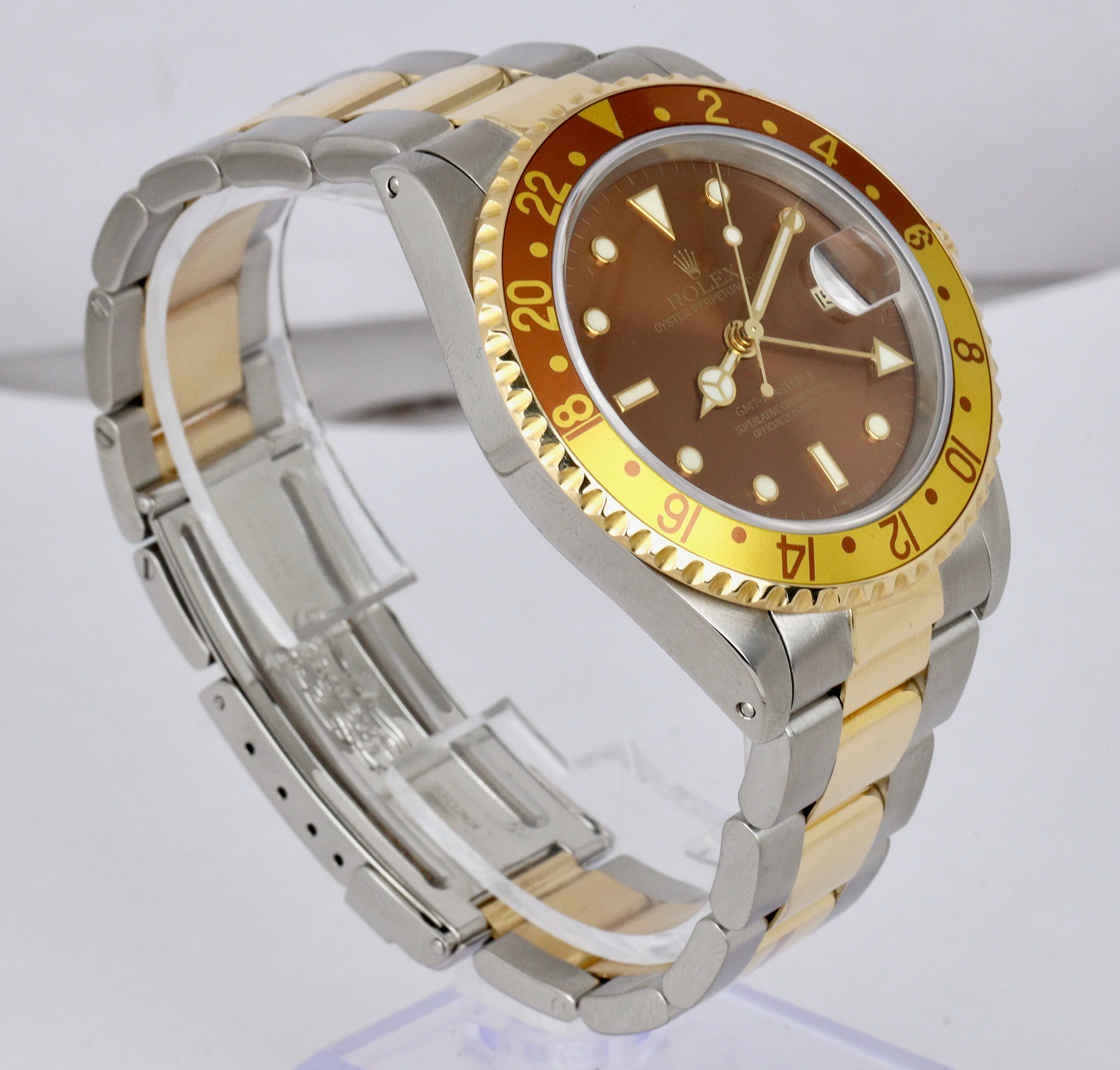 2021 ROLEX SERVICE 1995 GMT-Master II 16713 Brown Root Beer Two-Tone 18K Gold