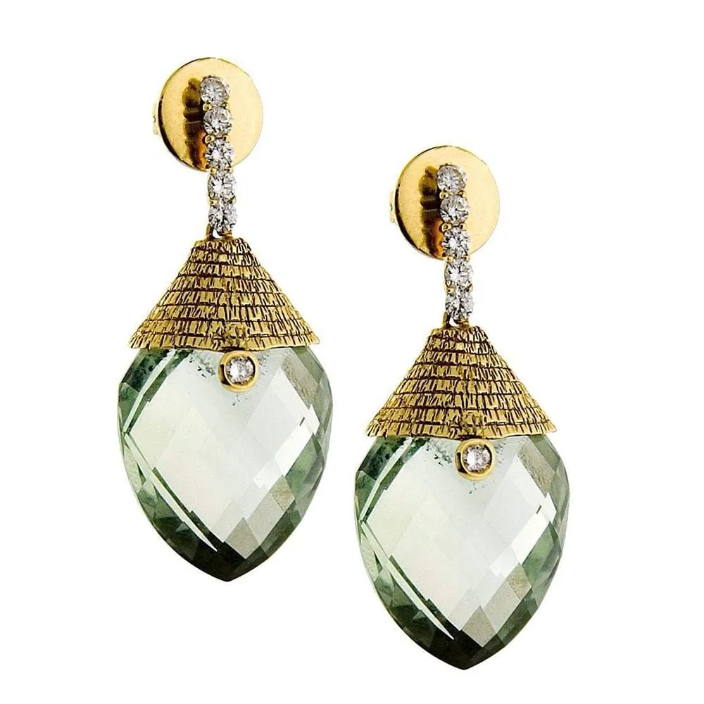 20K Eternity Green Amethyst Drop Earrings