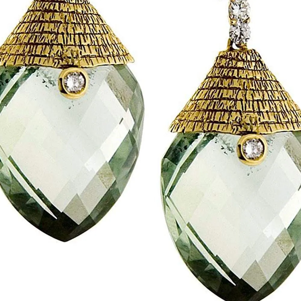 20K Eternity Green Amethyst Drop Earrings