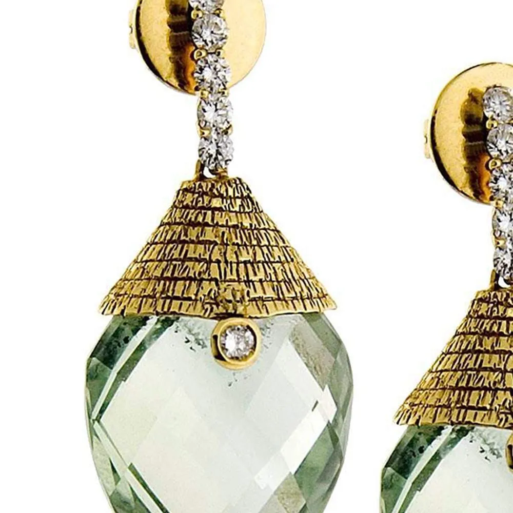 20K Eternity Green Amethyst Drop Earrings