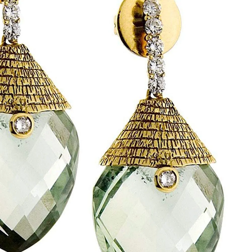 20K Eternity Green Amethyst Drop Earrings