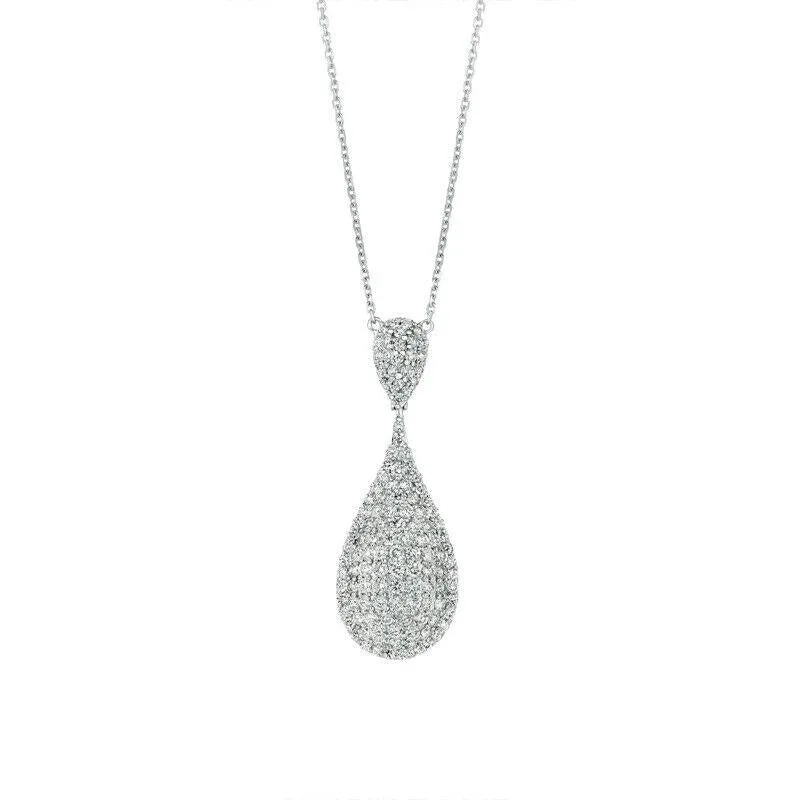 2.20 Carat Natural Diamond Tear Drop Shape Necklace