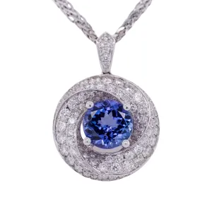 2.21 Carat Tanzanite Pendant in 14k White Gold
