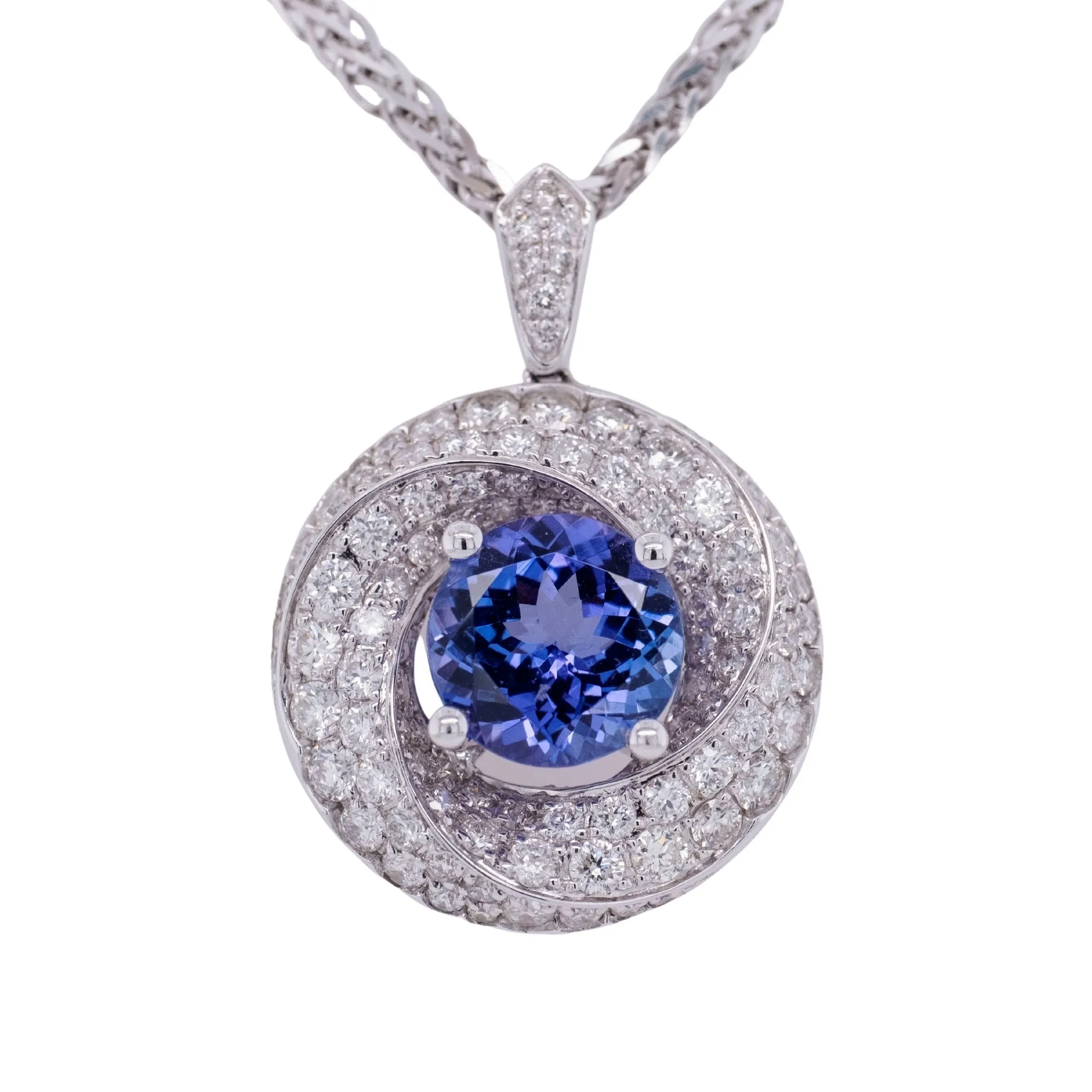 2.21 Carat Tanzanite Pendant in 14k White Gold