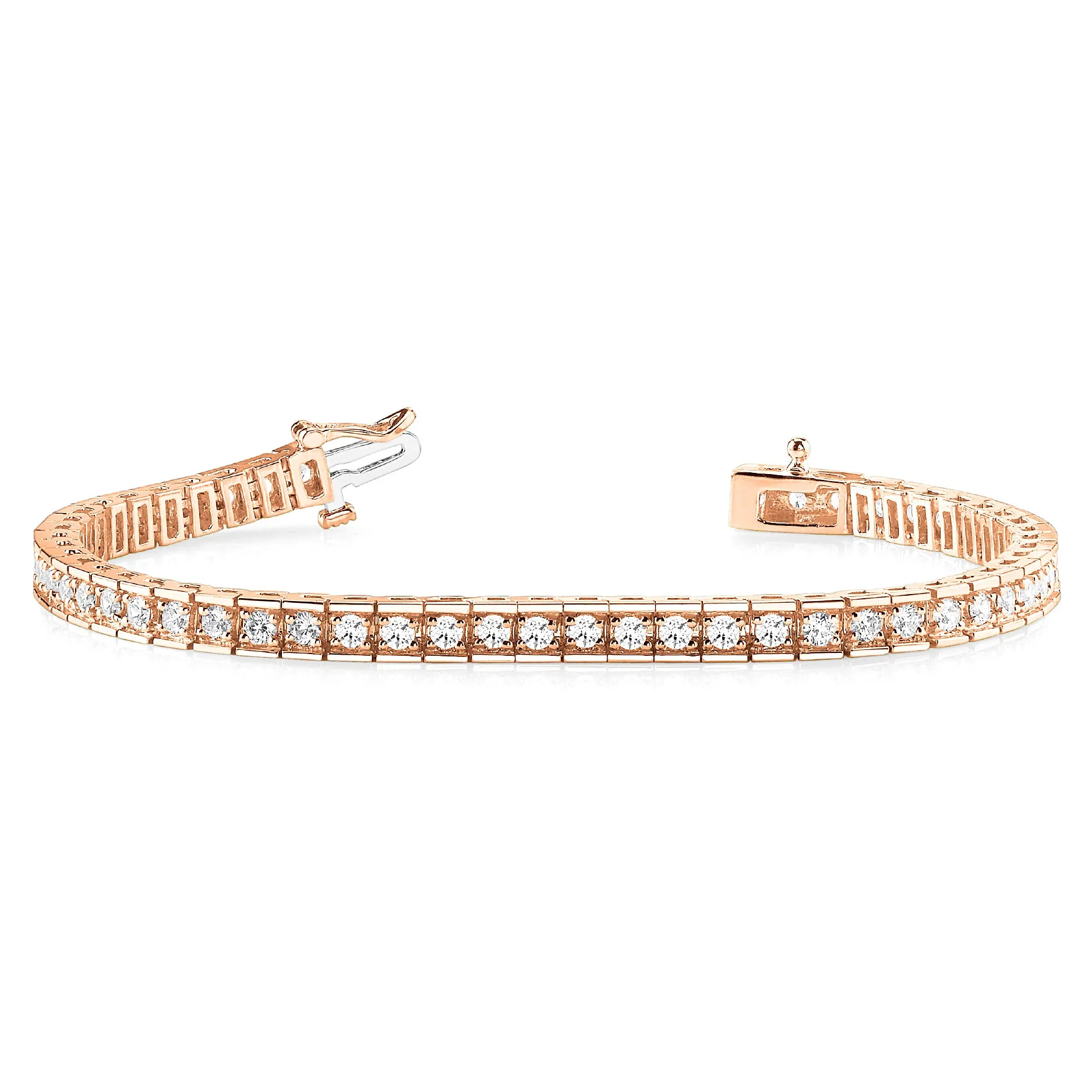 2.25 ctw Round Diamond Tennis Bracelet Four Prong Set In Channel