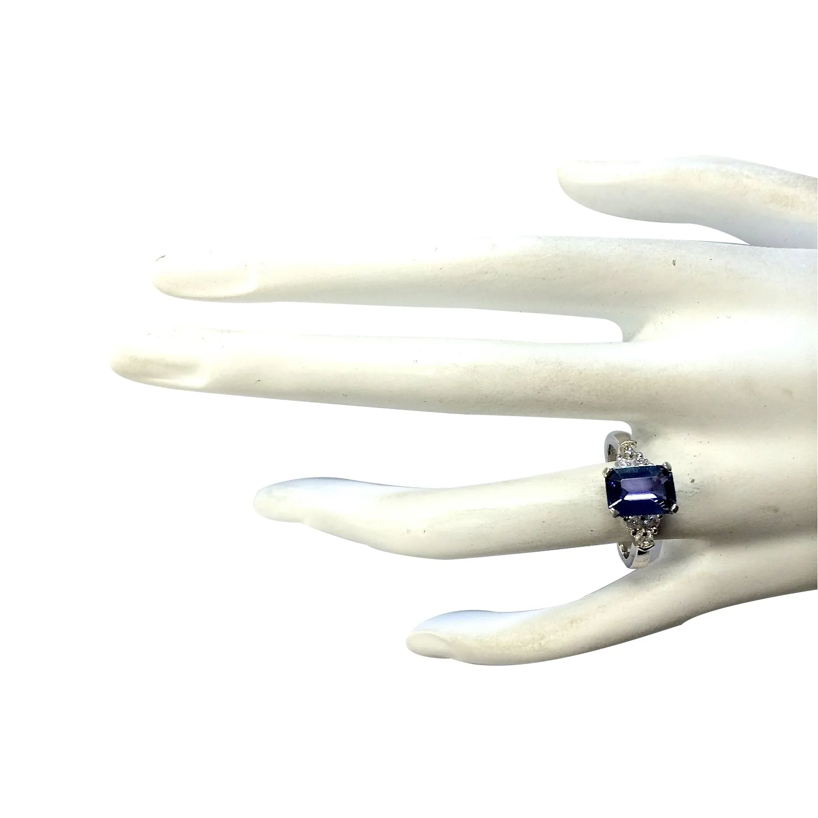 2.40 Carat Natural Tanzanite 14K White Gold Diamond Ring