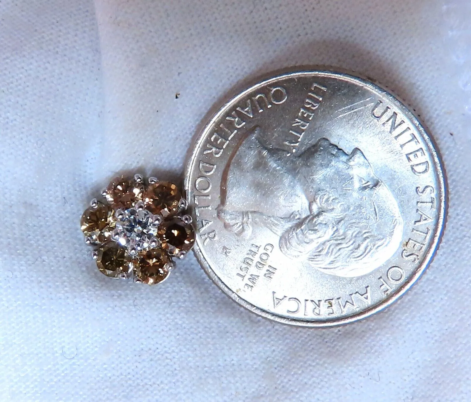 2.44ct. natural round diamond cluster earrings 14 karat Fancy Browns