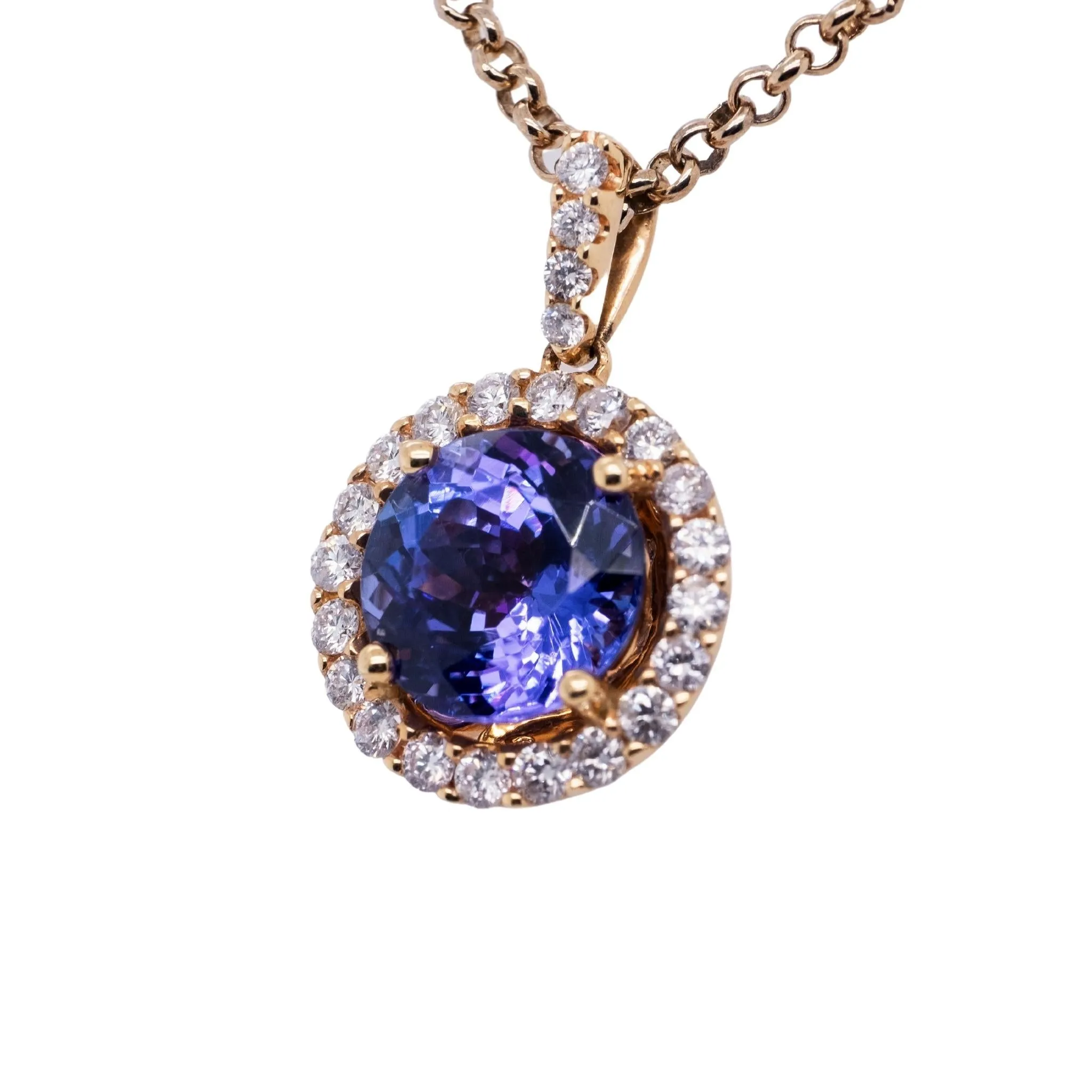 2.58 Carat Tanzanite Pendant in 14k Yellow Gold