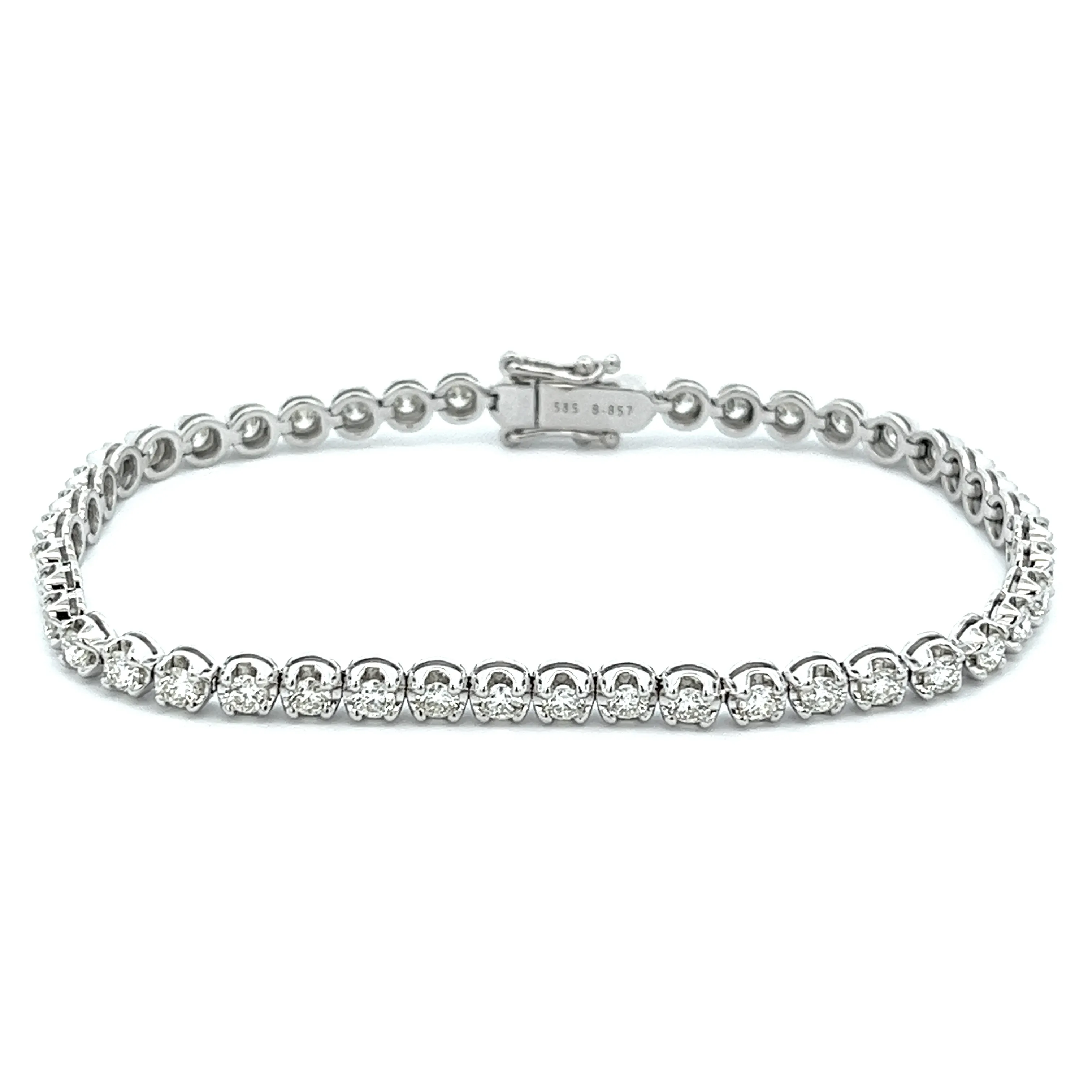 3.00ct 14k White Gold Straight Line Diamond Bracelet