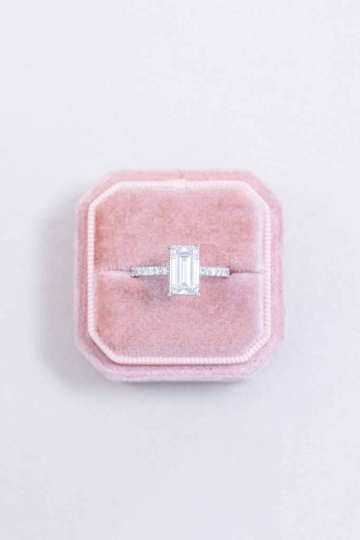 3.75 Carat Emerald Cut Moissanite Engagement Ring 14k White Gold