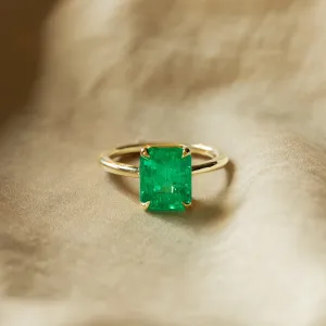 4 Carat Colombian Emerald Solitaire Ring AGL Certified