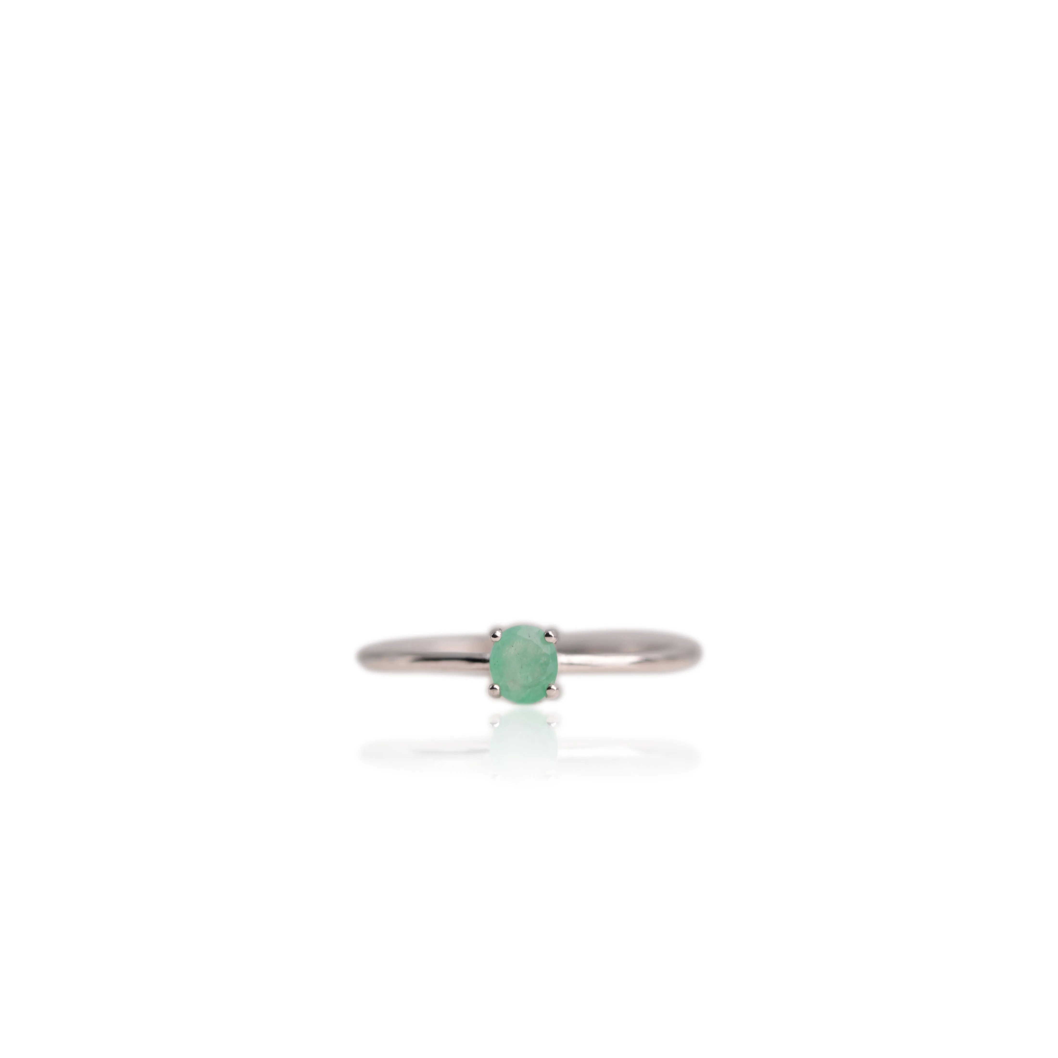 4 x 5 mm. Oval Cut Green Zambian Emerald Ring