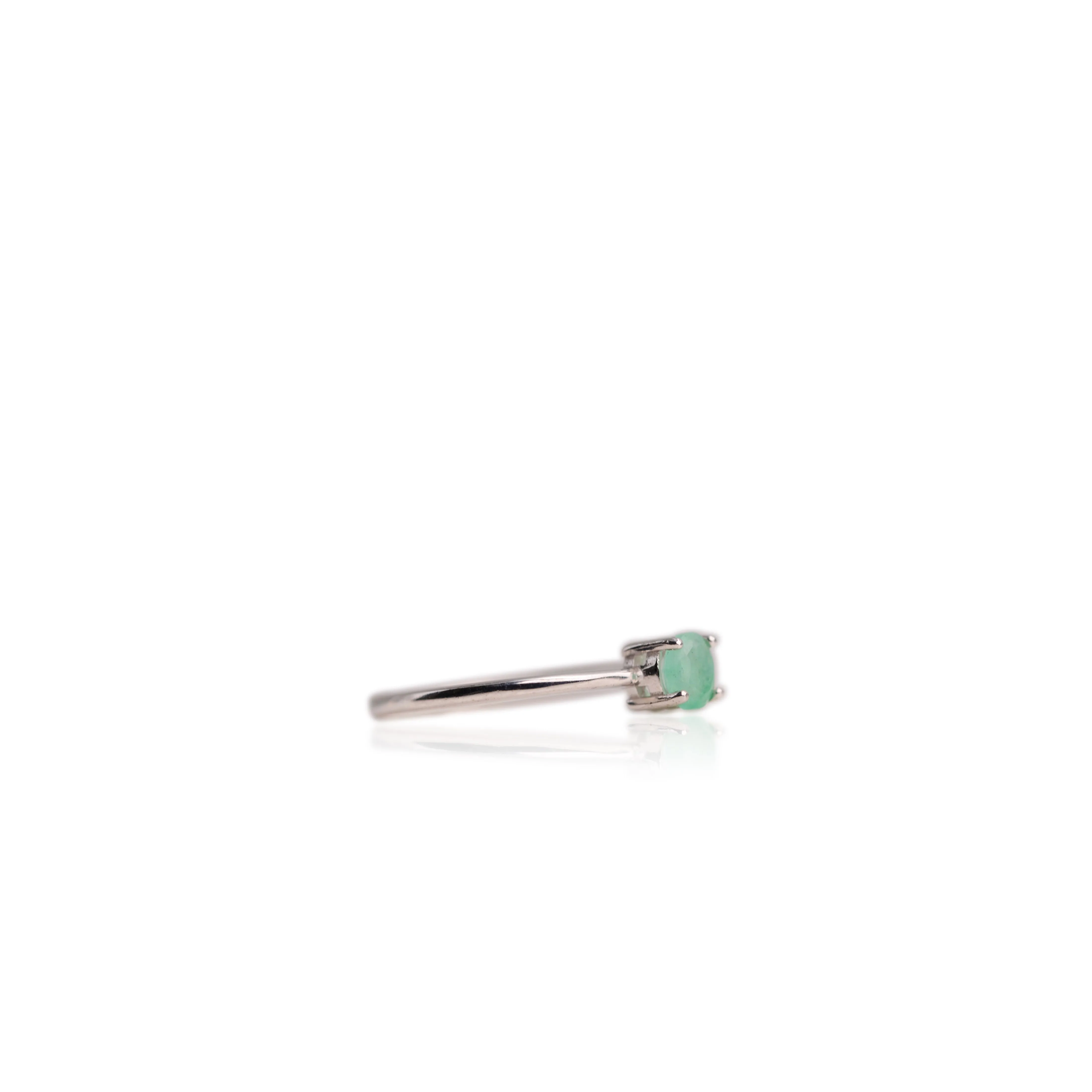 4 x 5 mm. Oval Cut Green Zambian Emerald Ring