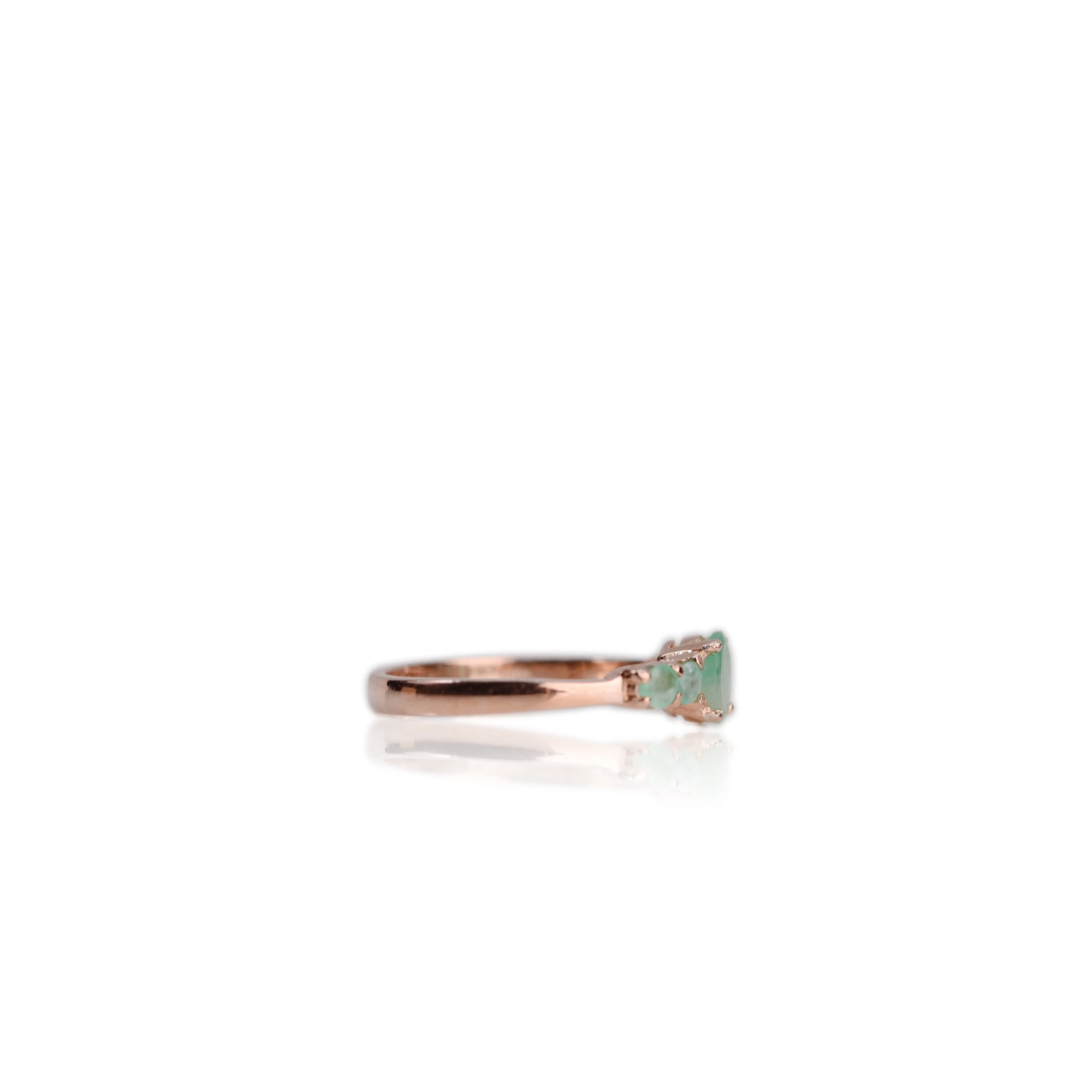 4 x 6 mm. Oval Cut Green Brazilian Emerald Cluster Ring (Blemished)