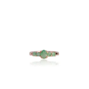 4 x 6 mm. Oval Cut Green Brazilian Emerald Cluster Ring (Blemished)