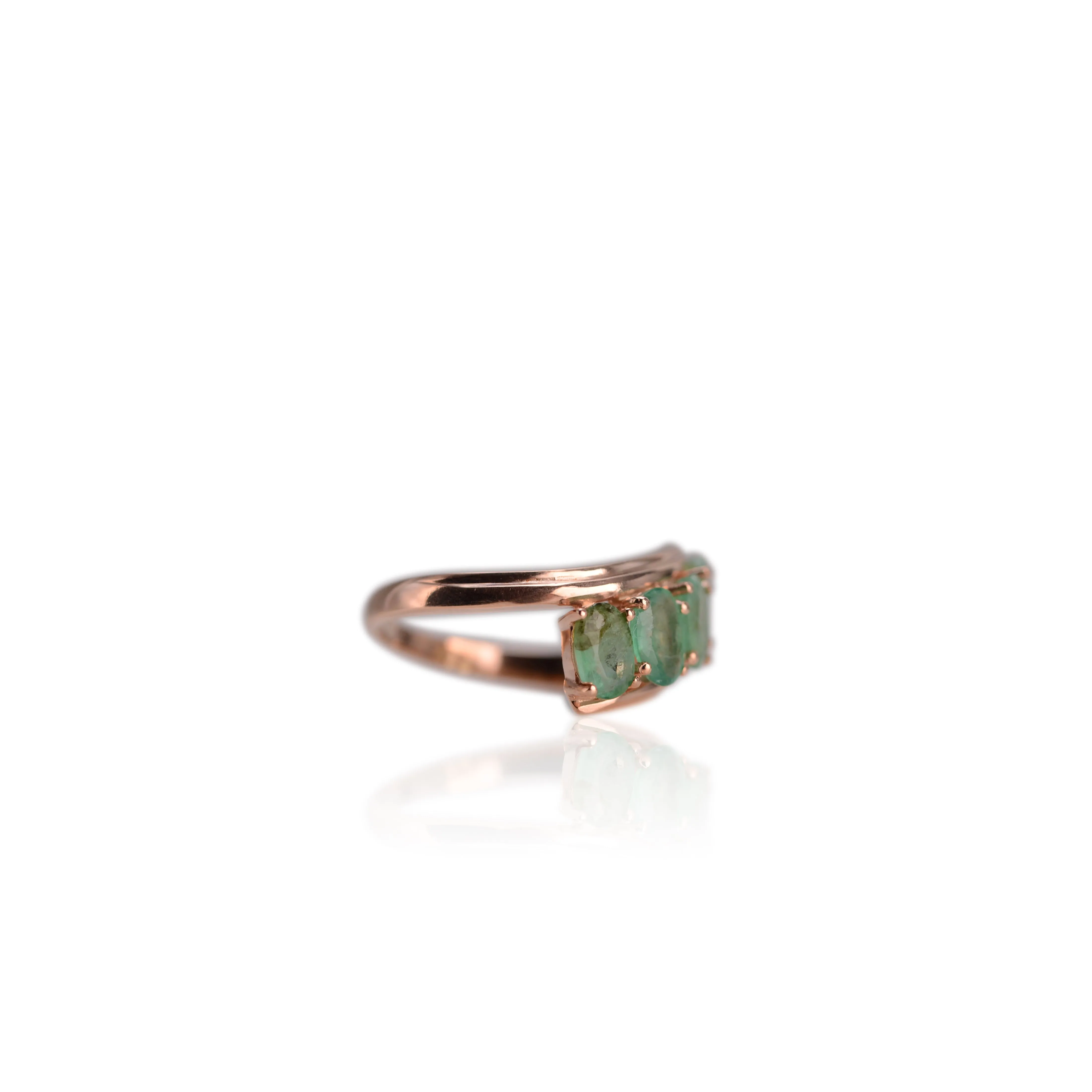 4 x 6 mm. Oval Cut Green Brazilian Emerald Cluster Ring